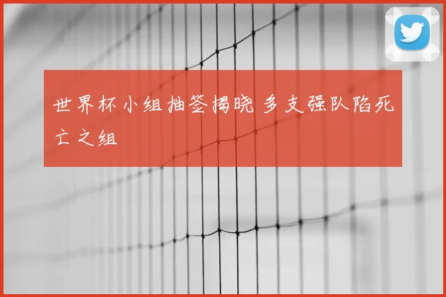 世界杯小组抽签揭晓 多支强队陷死亡之组